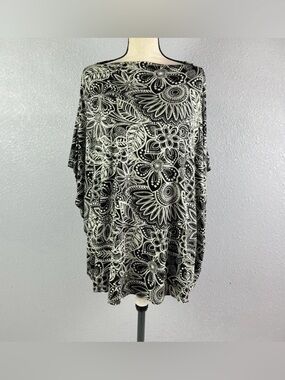 Bryn Walker Debo Floral Batwing Poncho Top Womens L Oversized Artsy Boho Travel